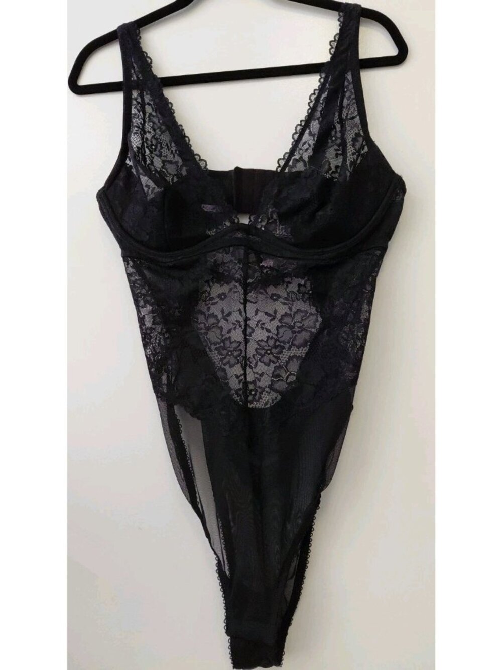 Savage x Fenty Romantic Lace & Mesh Underwire Teddy Black 1X